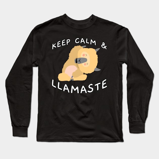 Keep Calm And Llamaste Pose 4 Long Sleeve T-Shirt by Shawnsonart